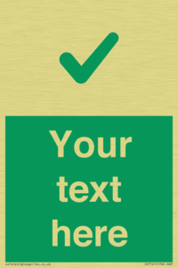 Custom green background, green tick sign